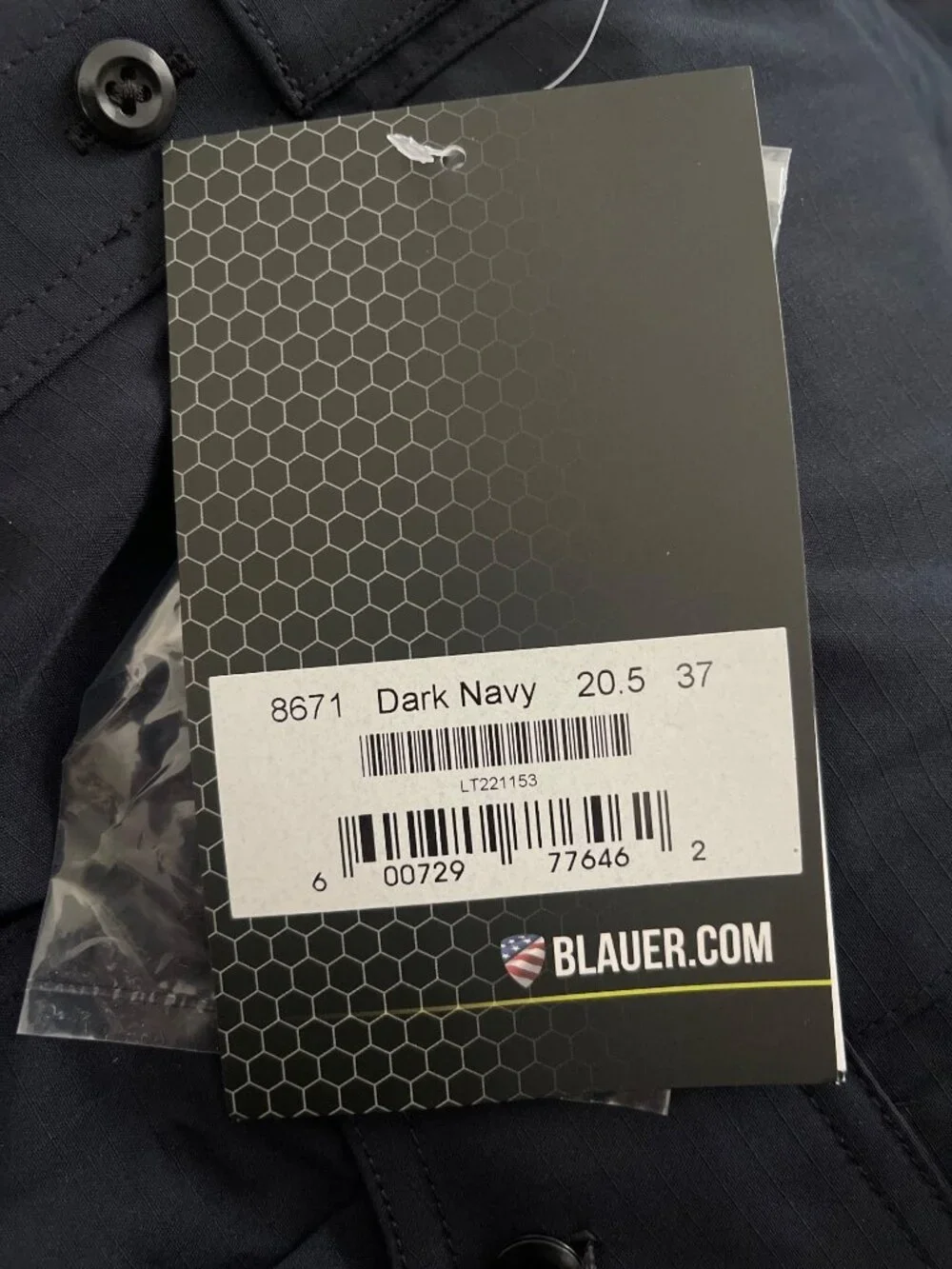 NWT Blauer FLEXRS LS Supershirt Mens 20.5/37 Dark Navy 8671 - Picture 5 of 10